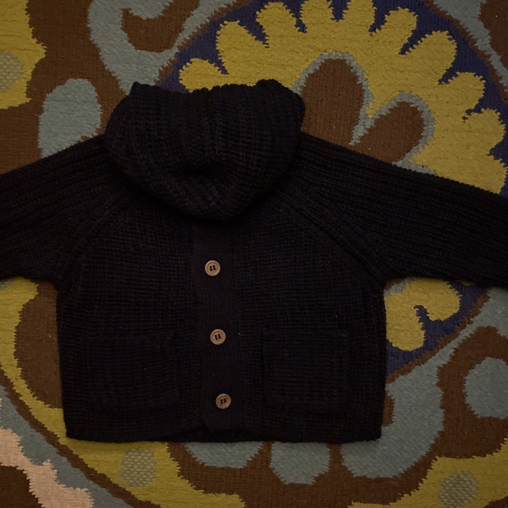 Cable Knit Navy Blue Button Down Cardigan